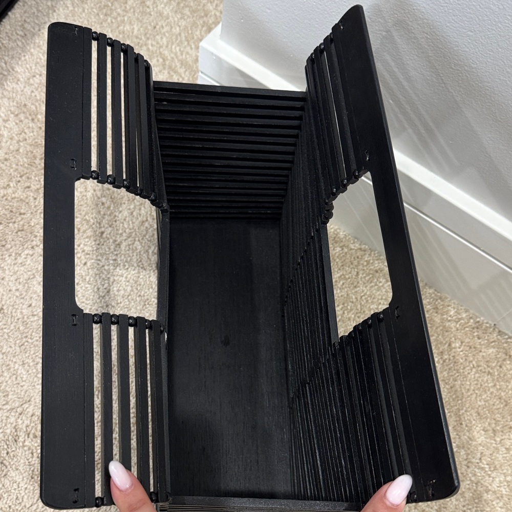Black Slatted Bamboo Tote Bag - Picture 3 of 5
